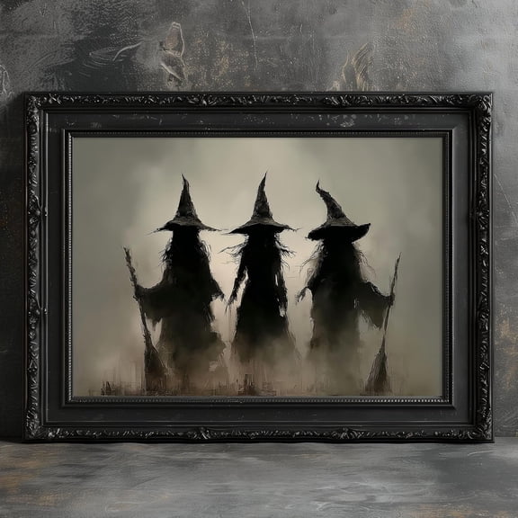 Three Witches Gothic Vintage Witch Picture No Wall Art Prints, Bl, Living Room And Gallery Wall Decor
