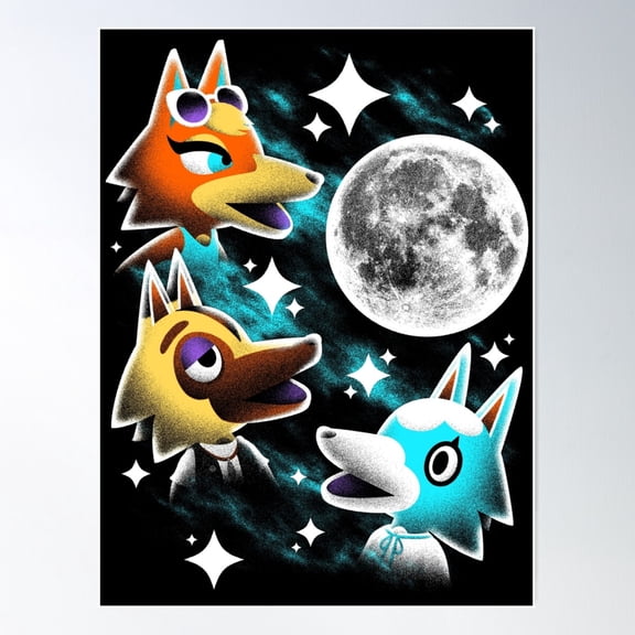 Three Wolf Crossing Poster Wall Art, Modern Wall Decor For Living Room Bedroom, 12x18 UNFRAMED