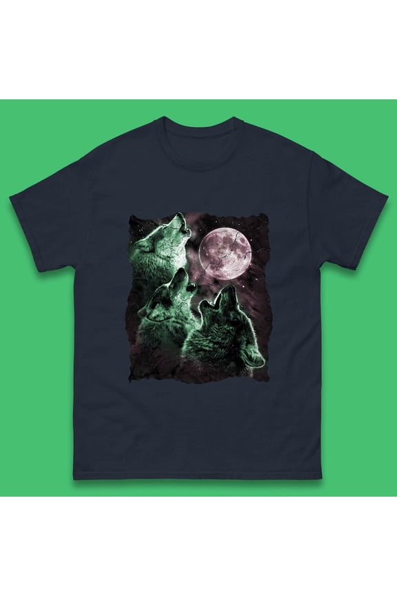 Three Wolf Howling At Moon Wild Free Wolves Three Wolf Dog Animal The Mountain Mens Tee Top