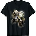 thumbnail image 1 of Three Wolves Howl at the Moon Wolf Lover T-Shirt, 1 of 7