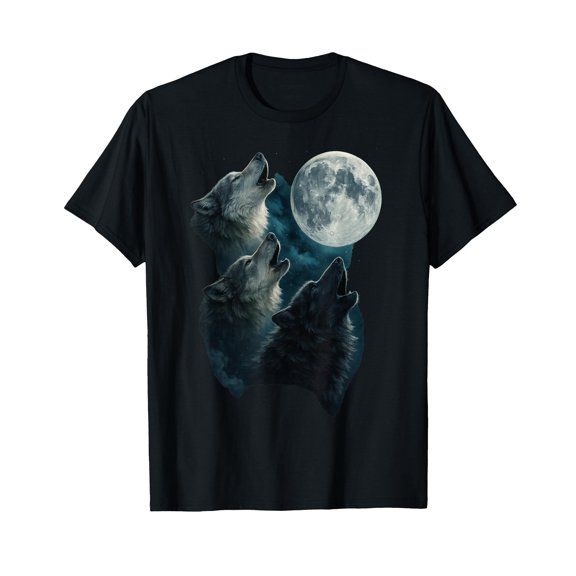Three Wolves Howling At The Moon 3 Wolf Moon T-Shirt
