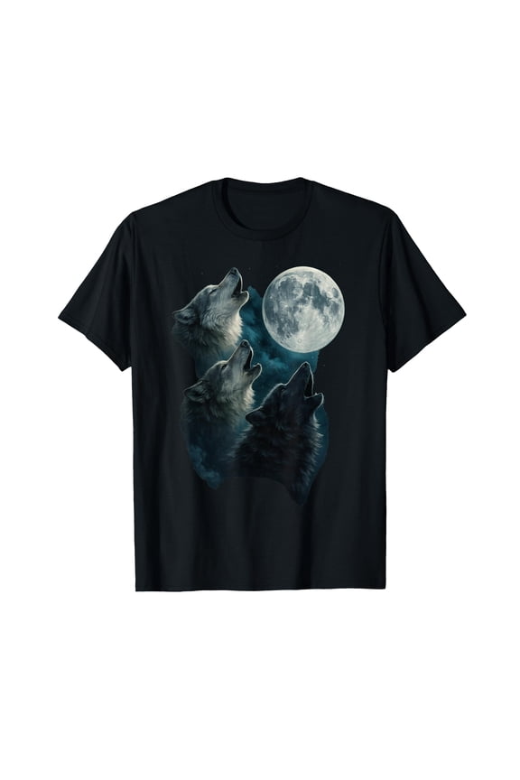 Three Wolves Howling At The Moon 3 Wolf Moon T-Shirt