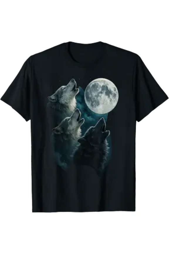 Three Wolves Howling At The Moon 3 Wolf Moon T-Shirt
