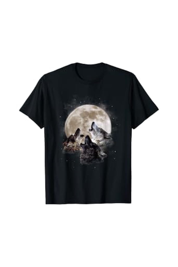 Three Wolves Howling At The Moon - Wolf Lover T-Shirt
