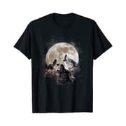 Three Wolves Howling At The Moon - Wolf Lover T-Shirt