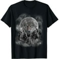 thumbnail image 1 of Three Wolves Howling, Full Moon w Wolf Silhouette T-Shirt, 1 of 7