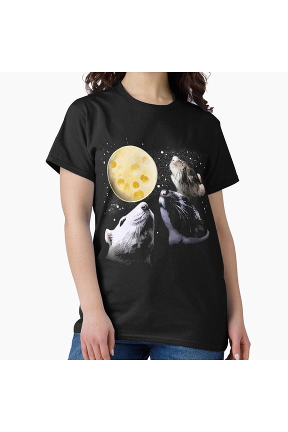 Three Wolves Howling at the Moon T-Shirt | Wildlife Animal Nature Night Sky Graphic Tee H802, for Unisex, Up to Size 5XL