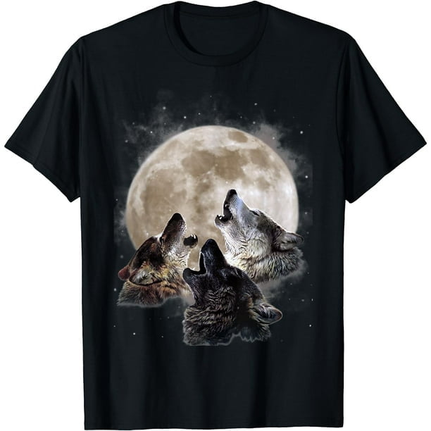 Three Wolves Howling at the Moon - Wolf Lover T-Shirt For Men Graphics ...