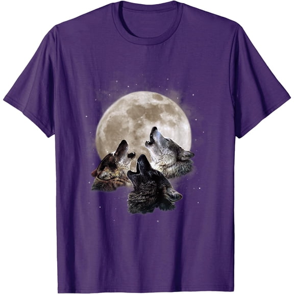 Three Wolves Howling at the Moon Wolf Lover Unisex T-Shirt for Men Women Kids Toddler