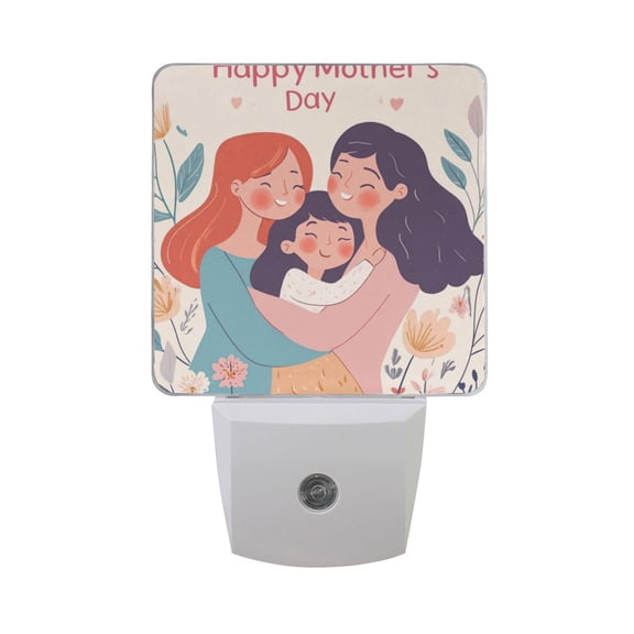 Three Woman Hugging Flowers Mothers Day LED Night Light with Smart Sensor Plug Into Wall Dusk to Dawn 2 packs