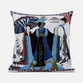 thumbnail image 1 of Three Women Indoor/Outdoor Pillow in White Blue Brown 18x18, 1 of 5