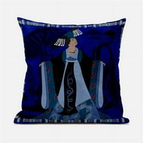 Three Women Indoor/Outdoor Pillow with Removable Cover in Blue Green Brown16x16
