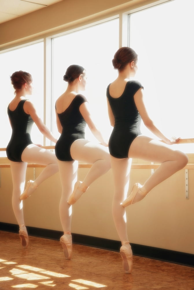 Three Women Practicing Dance Canvas Art - Don Hammond Design Pics (22 x 34)