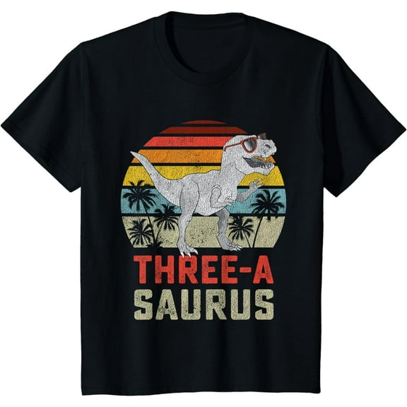 Three a Saurus Birthday T Rex 3 Year Old Dino 3rd Dinosaur T-Shirt