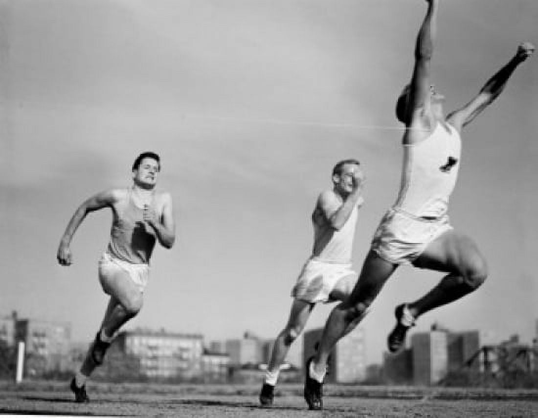 Three athletes running Canvas Art - (24 x 36)
