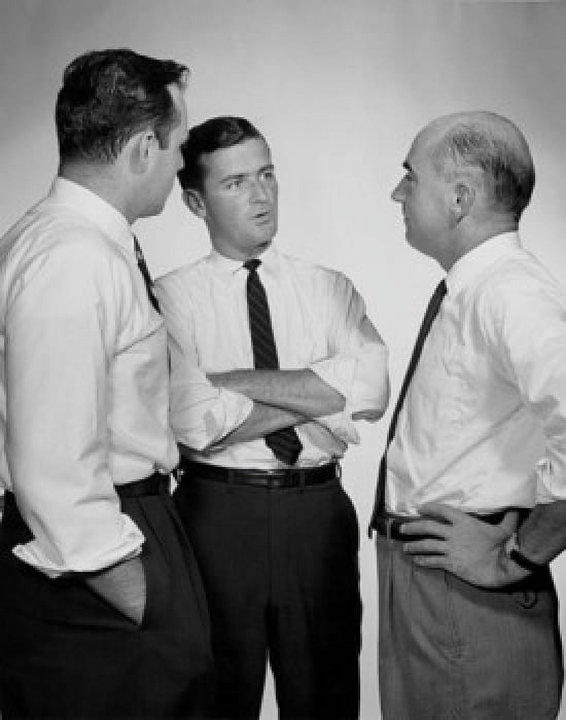 Three businessmen talking Canvas Art - (18 x 24)