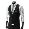 thumbnail image 1 of Three-button Korean Style Men's Slim-fit V-neck Suit Vest Men's British Business Fashion Suit Vest-black-2XL, 1 of 4