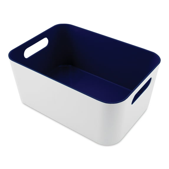 Three by Three Two-Tone Plastic Tidy Bin - Navy, 3L