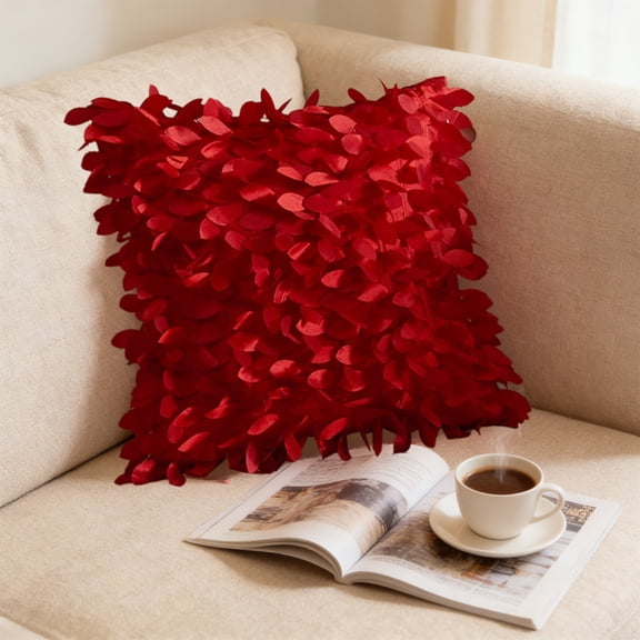 Three-color 3d Leaf Pattern Cushion Cover, Sofa Pillow Decor, Modern Living Room Hotel Aesthetic, Adds Vibrant Style, Room Decor, Seasonal Decor, Outdoor Patio Furniture, High-quality Satin