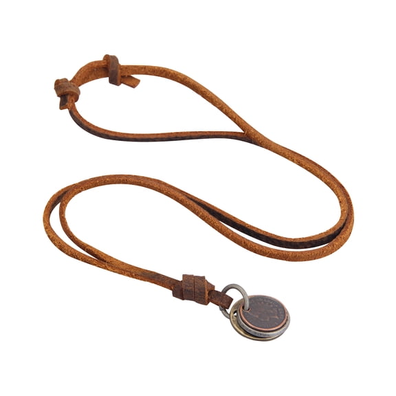 Three-color Round Brand Alloy Vintage Leather Necklace