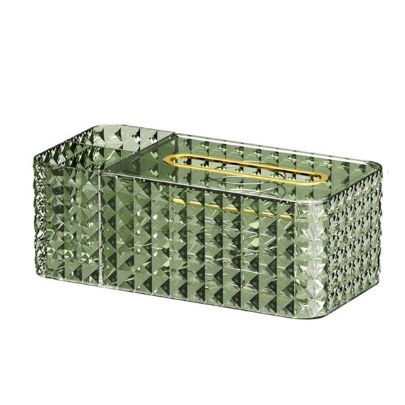 Three-compartment Tissue Box with Spring Tissue Box Gold-edged Tissue Organizer Roll Paper Universal Tissue Box