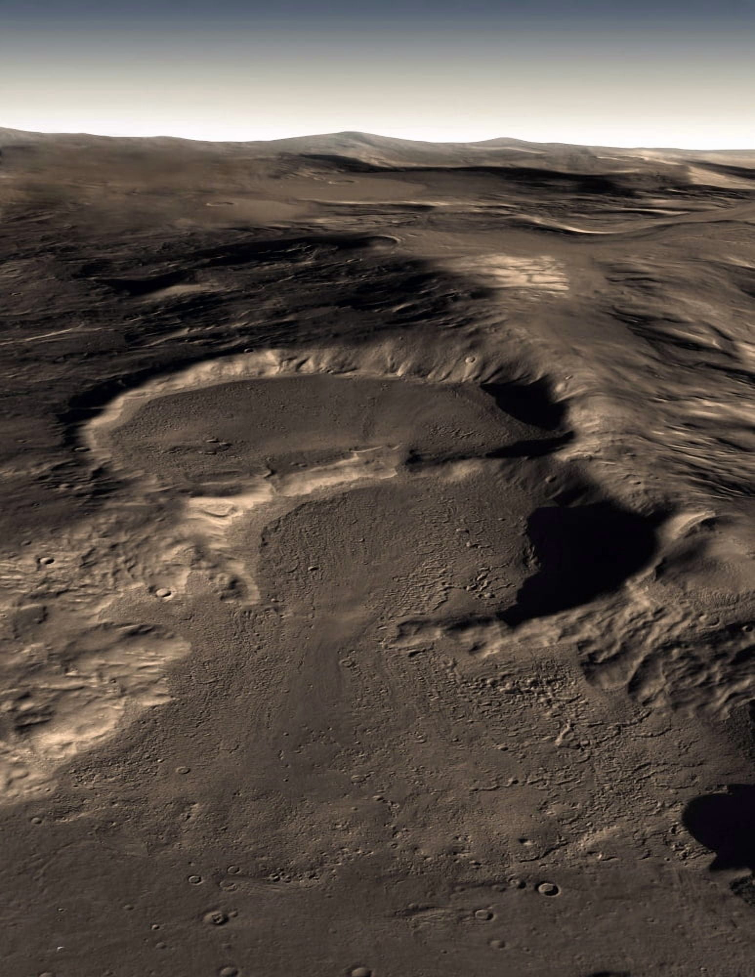 Three craters in the eastern Hellas region of Mars Canvas Art - Stocktrek Images (25 x 32)