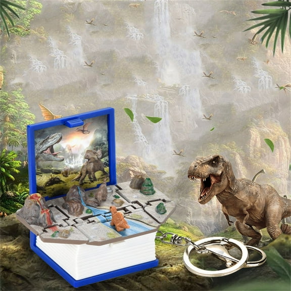 3D Folding Book Dinosaur Keychain, Portable Bag Pendant Decor, ABS Plastic Decompression Toy, Fidget Stress Reliever, Gift Accessory Souvenir, Collectible Key Ring