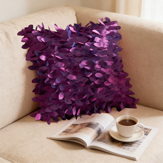 Three-dimensional Leaves Decorative Solid Color Throw Pillow Cover 3D Leaf Embroidered Pillow Case Square Cushion Cover for Couch Sofa Living Room Bedroom Home