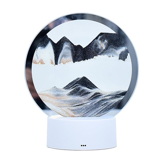 Threedimensional Sand Painting Table Lamp, Round Glass Flow Sand