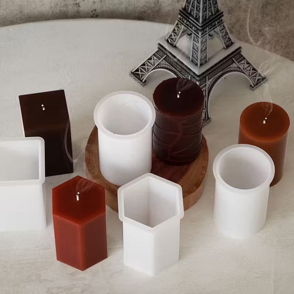 Three-dimensional column silicone mold DIY candle mold creative plaster ornament making mold 4-piece set