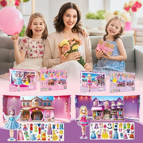 Three-dimensional magnetic quiet book three-dimensional scene changeable princess magnetic quiet book magnetic suction change stickers cute girl fantasy magnetic toy gift