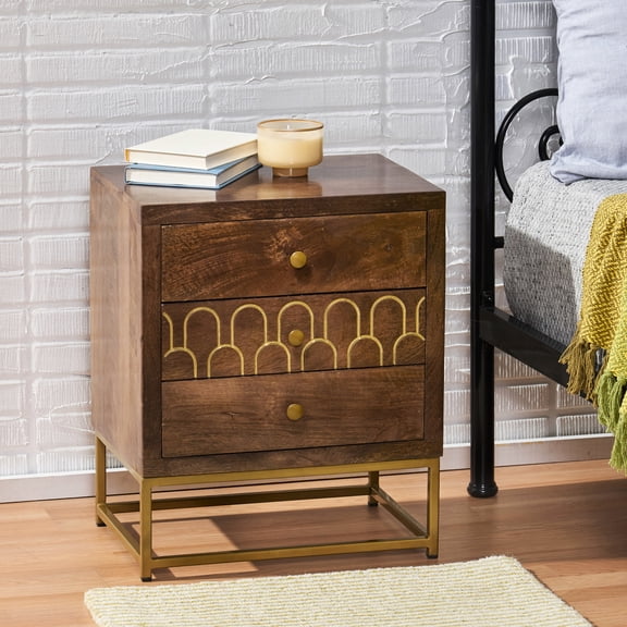 Three-drawer Bedroom Side Table / Contemporary Mid-century Style / Organize Personal Items