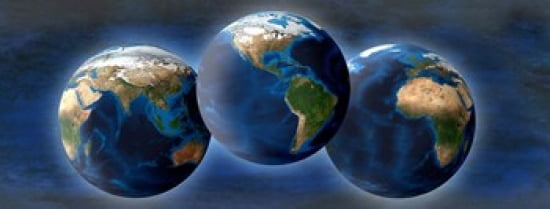 Three earths Canvas Art - Panoramic Images (30 x 12)