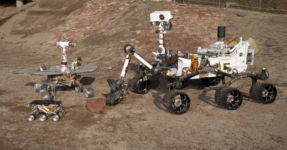 Three generations of Mars rovers Canvas Art - Stocktrek Images (39 x 21)