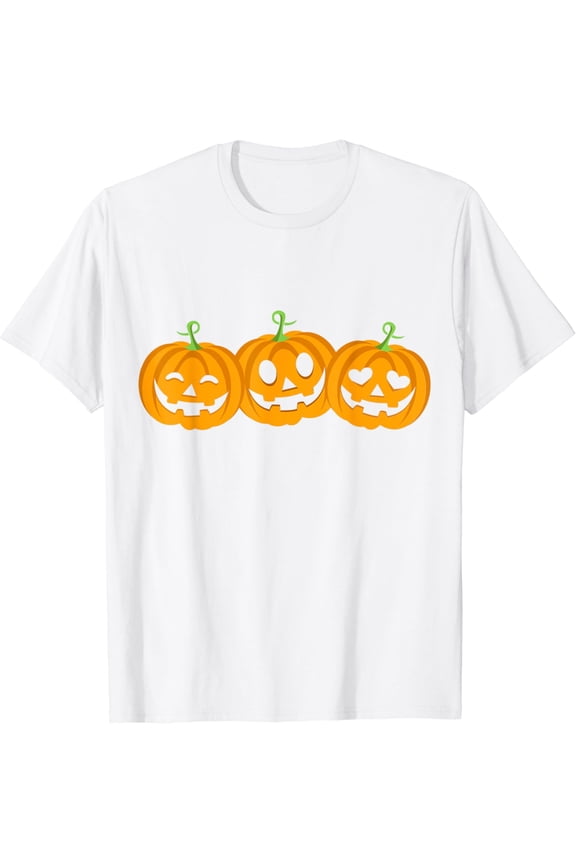 Three halloween pumpkins Jack o Lantern faces T-Shirt