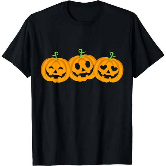 Three halloween pumpkins Jack o Lantern faces T-Shirt
