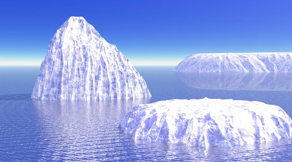 Three icebergs in ocean by daylight Canvas Art - Elena DuvernayStocktrek Images (38 x 22)