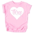 thumbnail image 1 of Three in Heart 3rd Birthday Girls Shirt for Toddler Girls Third Birthday Outfit Pink Shirt, 1 of 2