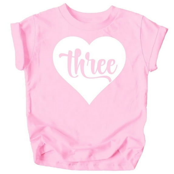Three in Heart 3rd Birthday Girls Shirt for Toddler Girls Third Birthday Outfit Pink Shirt