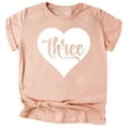 thumbnail image 1 of Three in Heart 3rd Birthday Girls Shirt for Toddler Girls Third Birthday Outfit White on Peach Shirt 5/6, 1 of 2