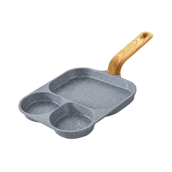 Three-in-One Divided Breakfast Frying Pan, Mini Skillet Simultaneous Cooking, Non-Stick Coating Easy Clean Cookware, Even Heating Universal Stovetop, Efficient Kitchen Cooking Helper