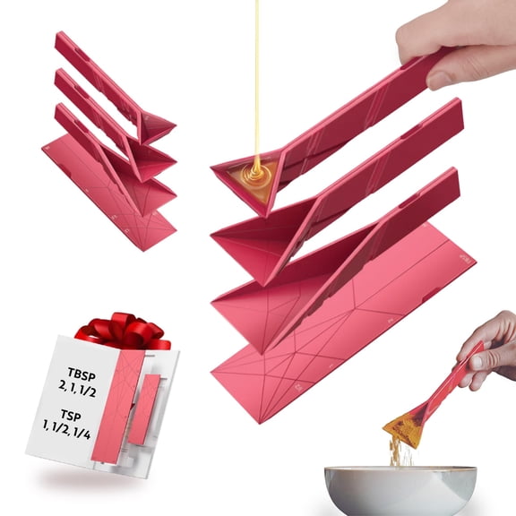 Three-in-One Folding Measuring Cup, 2 measuring cups can be folded into 6 different sizes. Magnetic design, leak-proof design, suitable for both humid and dry environments.