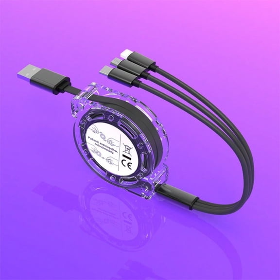 Three-in-One Multi-functional Extendable USB Data Cable - Wide compatibility, suitable for Android devices, Type-C and Micro USB devices - 12-watt portable mobile phone charging data cable