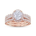 thumbnail image 1 of AFFY 2.50CT Moissanite Diamond Three-in-One Oval Halo Eternity Wedding Ring Set 14K Rose Gold over Silver-6.5, 1 of 6