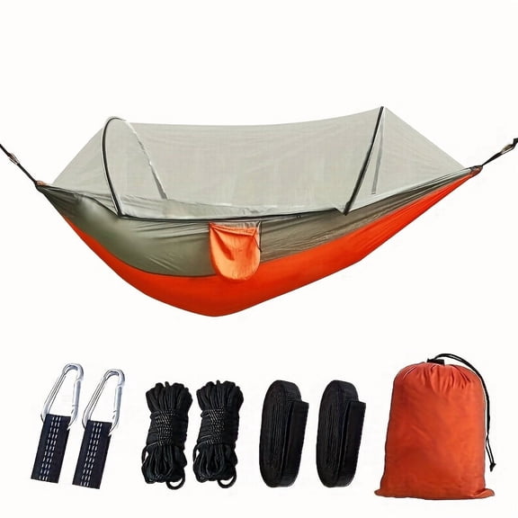 Three-in-One Portable Double Hammock with Mosquito Net and Sun Shade, Lightweight Durable Outdoor Hammock for Camping Backpacking Hiking Picnic Garden Park