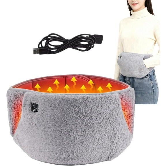 Three-in-one heated winter warm plush heating waist belt, 3 adjustable temperature settings, adjustable size, can be used as a hand warmer, USB powered, can be used to relieve back pain, etc.
