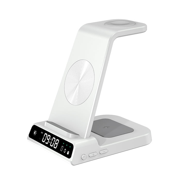 Three-in-one wireless charger suitable for Apple 1415pro Samsung mobile phone multi-function fast charging charging stand,white,118*85*125