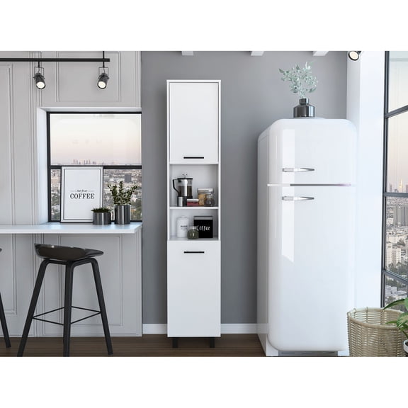 Three - interior - shelf white kitchen cabinet - Modern storage solution for kitchen
