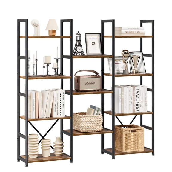 Three-layer Four-grid Storage Rack, Storage Cabinet with Open Display Shelf, Storage Rack Suitable for Home And Office, Gray