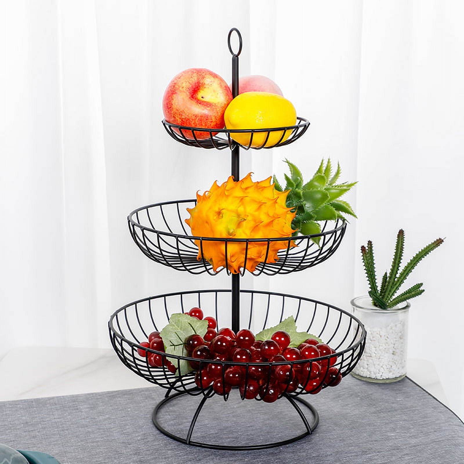 Black Fruit Bowl Modern Fruit Basket Round Fruit Bowls Iron Fruit